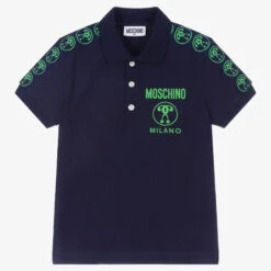 Moschino Kid-Teen Teen Boys Blue Cotton Piqué Polo Shirt
