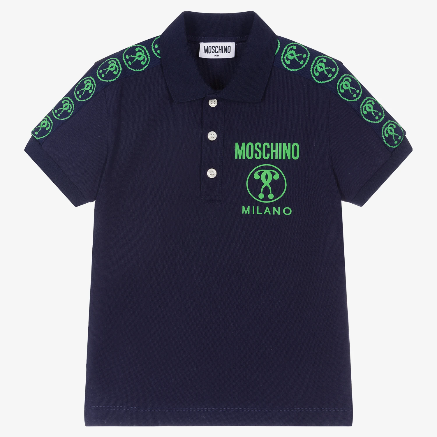 Moschino Kid-Teen Teen Boys Blue Cotton Piqué Polo Shirt 3 Moschino Kid-Teen Teen Boys Blue Cotton Piqué Polo Shirt