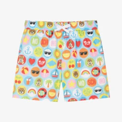 Moschino Kid-Teen Teen Boys Blue Logo Swim Shorts