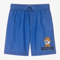 Moschino Kid-Teen Teen Boys Blue Teddy Logo Swim Shorts