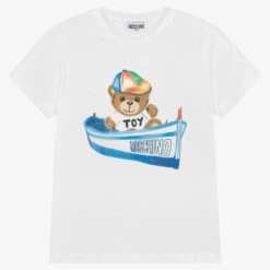 Moschino Kid-Teen Teen Boys White Cotton Teddy Bear T-Shirt