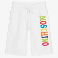 Moschino Kid-Teen Teen Boys White Logo Shorts