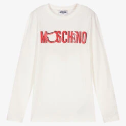 Moschino Kid-Teen Teen Ivory Candy Cane Logo Top