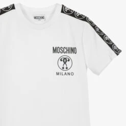 Moschino Kid-Teen Teen White Cotton Logo Tape T-Shirt -Boss Sale Store moschino teen white cotton logo tape t shirt 508632 65580208c74bf8a9f584292c8cacad13deb615cf