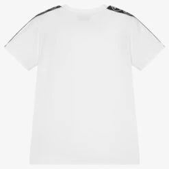 Moschino Kid-Teen Teen White Cotton Logo Tape T-Shirt -Boss Sale Store moschino teen white cotton logo tape t shirt 508632 e4d448438cffc97c7096e98b9fa3cff456d823ba