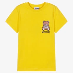 Moschino Kid-Teen Teen Yellow Bear Logo T-Shirt