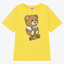 Moschino Kid-Teen Teen Yellow Cotton Teddy Bear Logo T-Shirt
