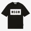 MSGM Teen Black & White Box Logo T-Shirt