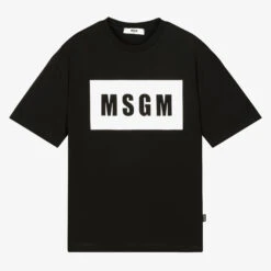 MSGM Teen Black & White Box Logo T-Shirt