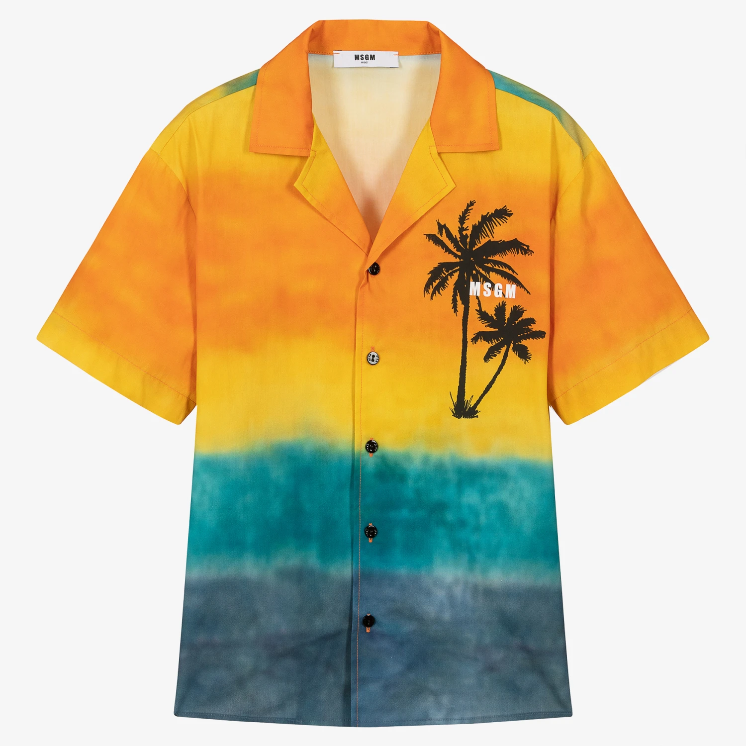 MSGM Teen Boys Orange & Blue Cotton Shirt 3 MSGM Teen Boys Orange & Blue Cotton Shirt