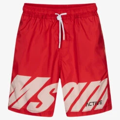 MSGM Teen Boys Red Swim Shorts