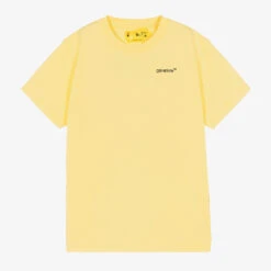 Off-White Teen Yellow Cotton Arrow Logo T-Shirt