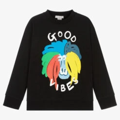 Stella McCartney Kids Teen Boys Black Cotton Sweatshirt