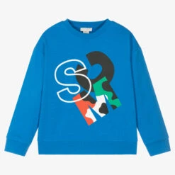 Stella McCartney Kids Teen Boys Blue Cotton Logo Sweatshirt