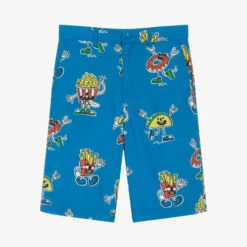 Stella McCartney Kids Teen Boys Blue Printed Cotton Shorts