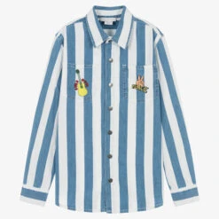 Stella McCartney Kids Teen Boys Blue Striped Denim Shirt