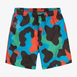 Stella McCartney Kids Teen Boys Colourful Camo Printed Shorts