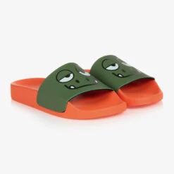 Stella McCartney Kids Teen Boys Orange & Green Gecko Sliders