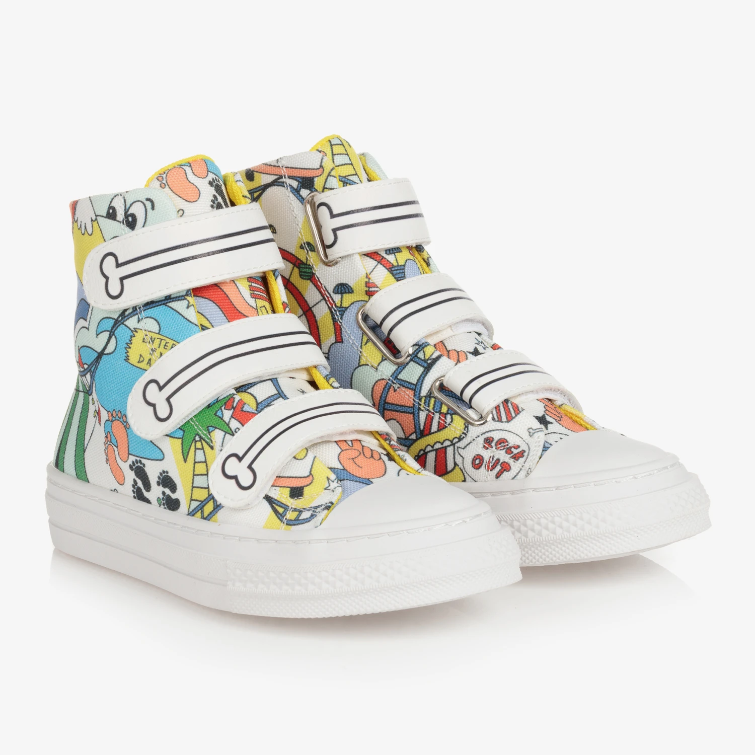 Stella McCartney Kids Teen Boys White Canvas High-Top Trainers 3 Stella McCartney Kids Teen Boys White Canvas High-Top Trainers