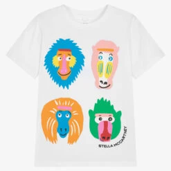 Stella McCartney Kids Teen Boys White Cotton Monkeys T-Shirt