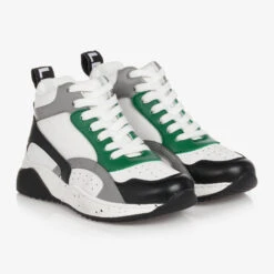 Stella McCartney Kids Teen Boys White & Green High-Top Trainers