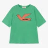The Animals Observatory Teen Green Cotton Logo Bird T-Shirt