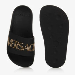 Versace Teen Black & Gold Logo Sliders -Boss Sale Store versace teen black gold logo sliders 495048 772e89e62c5a54ce6aa518cf814d56d264d12a95