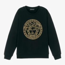 Versace Teen Black Medusa Logo Sweatshirt
