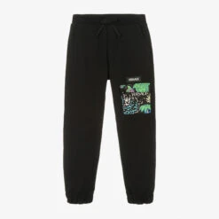 Versace Teen Boys Black Logo Cotton Joggers