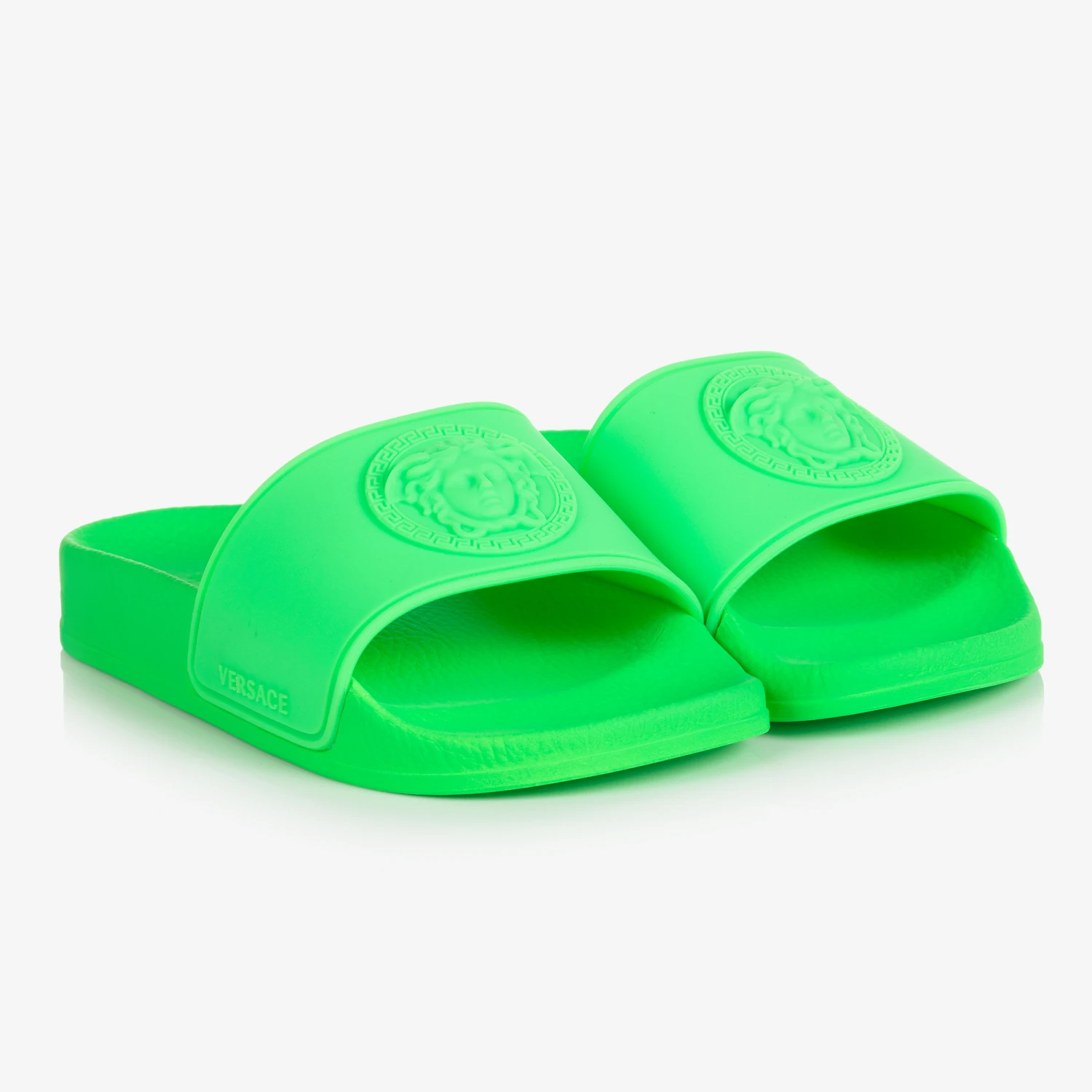 Versace Teen Boys Neon Green Medusa Logo Sliders 3 Versace Teen Boys Neon Green Medusa Logo Sliders