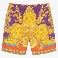 Versace Teen Gold Barocco Swim Shorts