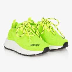 Versace Teen Neon Green Knitted Trigreca Trainers