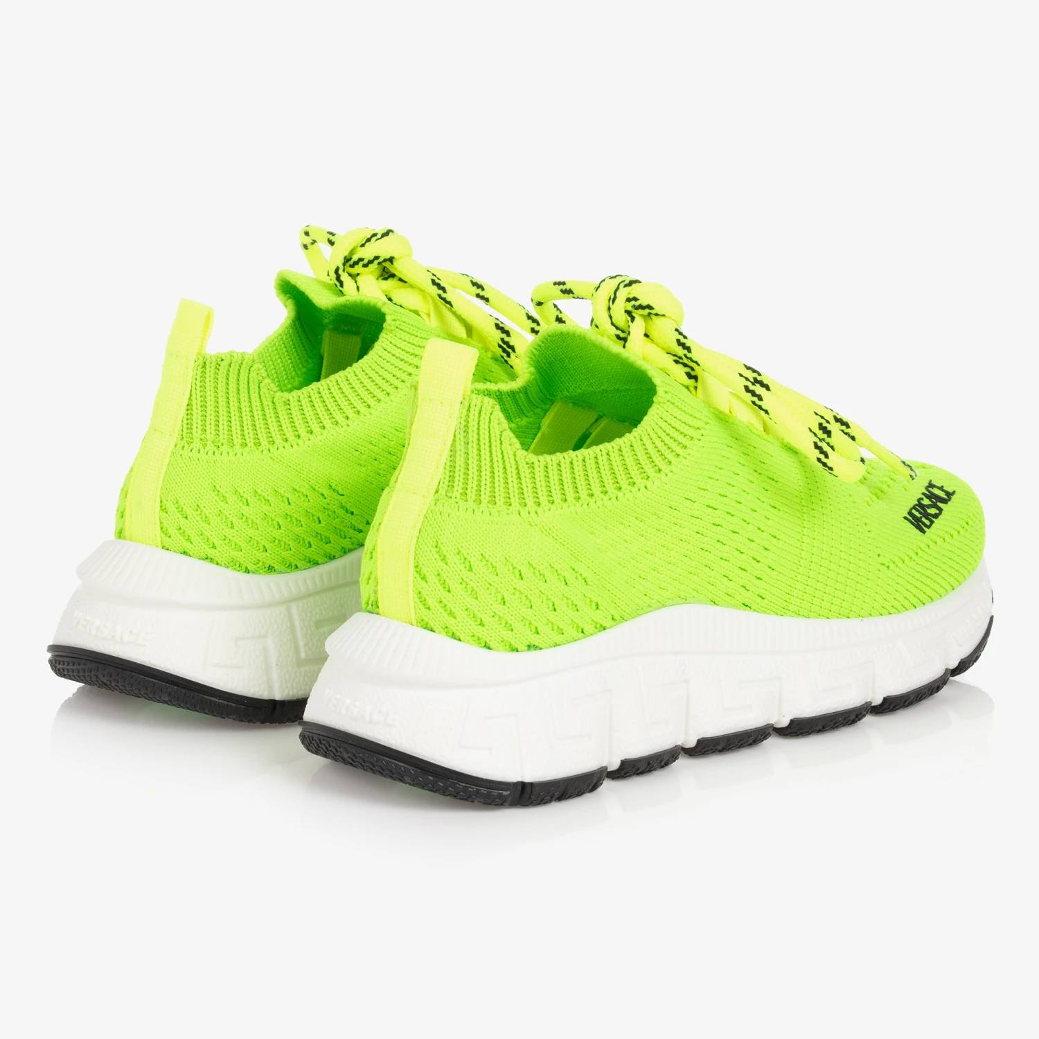 Versace Teen Neon Green Knitted Trigreca Trainers 4 Versace Teen Neon Green Knitted Trigreca Trainers - Image 2