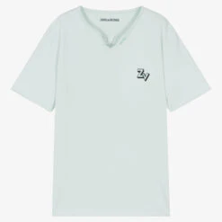 Zadig & Voltaire Zadig&Voltaire Teen Boys Pale Blue Cotton Logo T-Shirt